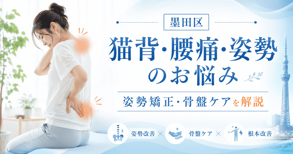 墨田区で猫背・腰痛・姿勢の悩みに対する姿勢矯正と骨盤ケアを解説したアイキャッチ画像