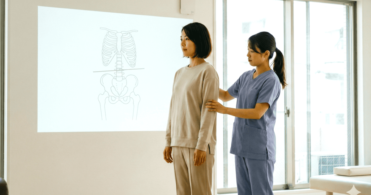 姿勢検査をしている整体