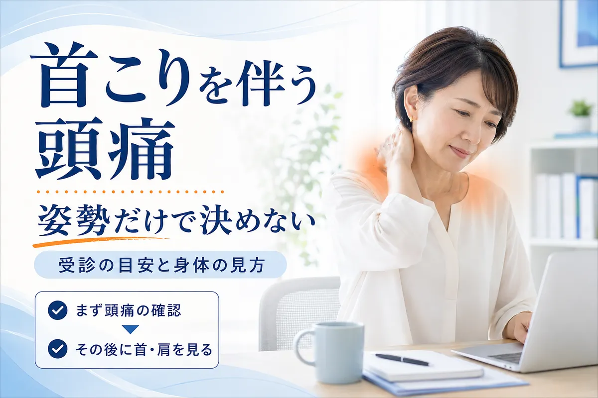 首こりを伴う頭痛について姿勢だけで原因を決めず安全確認から考える記事のアイキャッチ