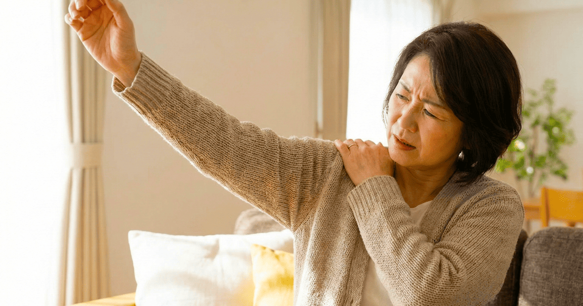 五十肩の整体に行きたい女性