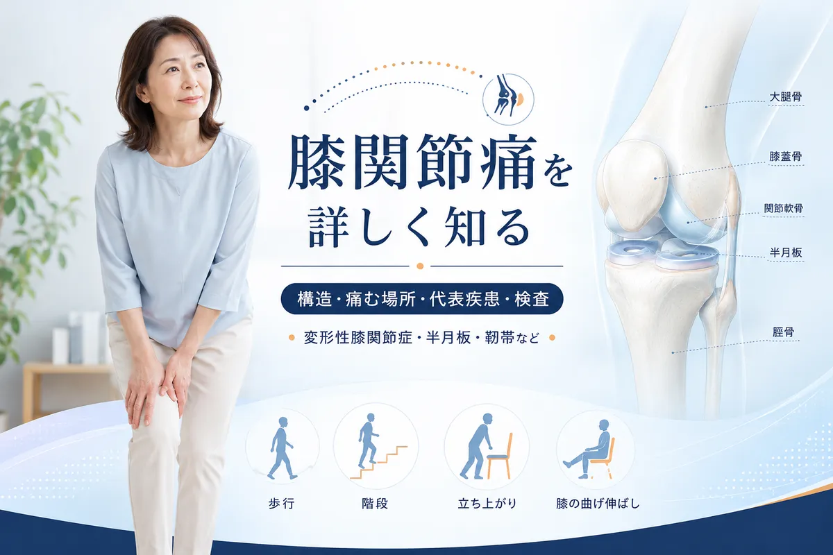 膝関節の構造や代表疾患を詳しく解説する膝関節痛ページ