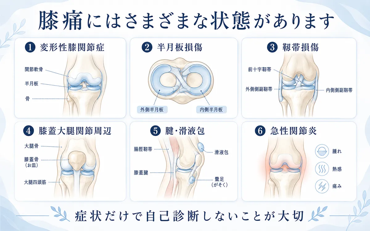 変形性膝関節症・半月板損傷・靱帯損傷など代表的な膝疾患